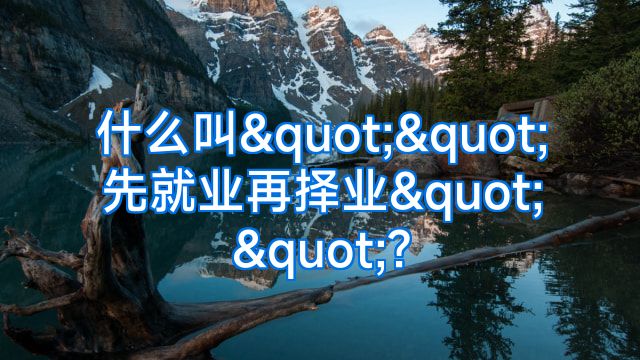 什么叫""先就业再择业""?