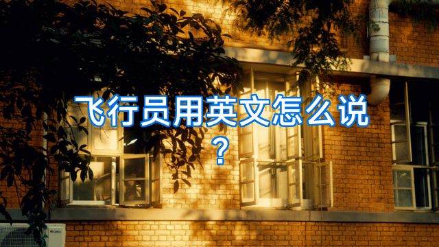 飞行员用英文怎么说?