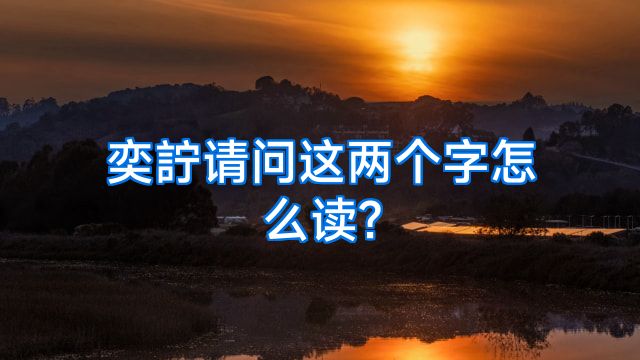 奕詝请问这两个字怎么读?