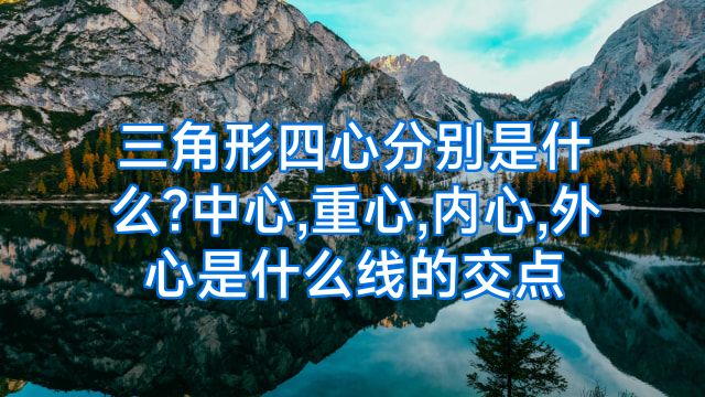 三角形四心分别是什么?中心,重心,内心,外心是什么线的交点