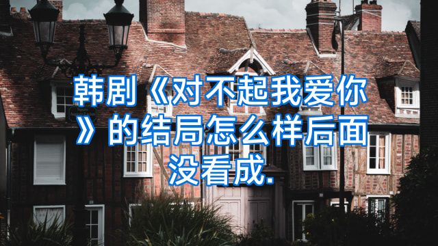 韩剧《对不起我爱你》的结局怎么样后面没看成.