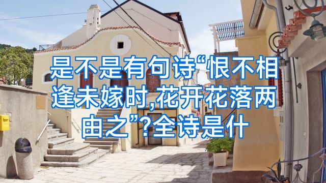 是不是有句诗“恨不相逢未嫁时,花开花落两由之”?全诗是什