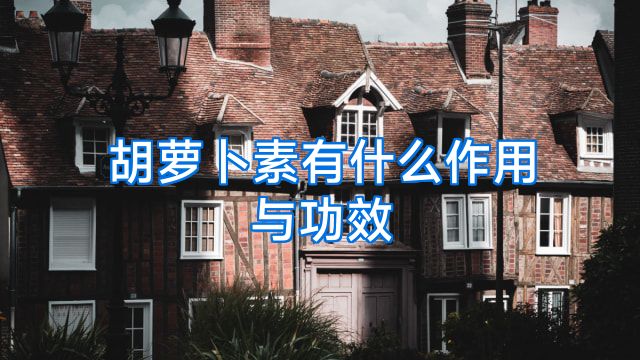 胡萝卜素有什么作用与功效