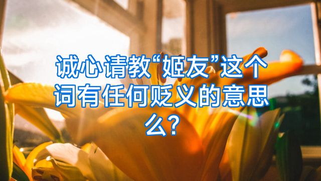 诚心请教“姬友”这个词有任何贬义的意思么?