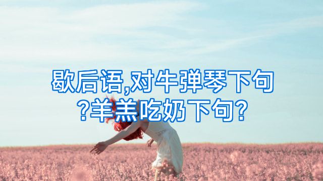 歇后语,对牛弹琴下句?羊羔吃奶下句?