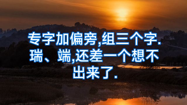 专字加偏旁,组三个字.瑞、端,还差一个想不出来了.