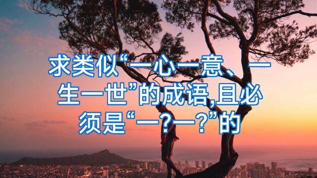 求类似“一心一意、一生一世”的成语,且必须是“一?一?”的