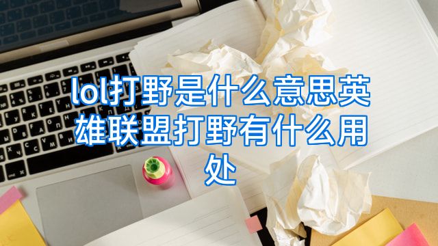 lol打野是什么意思英雄联盟打野有什么用处