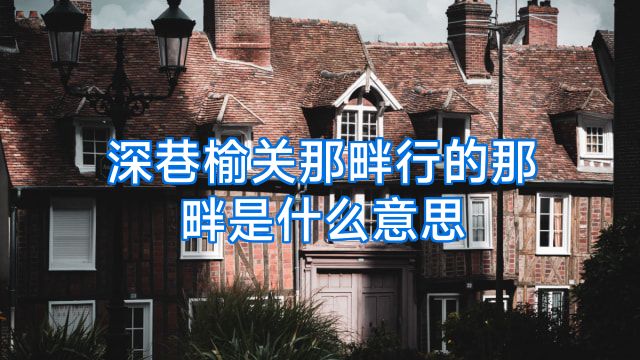 深巷榆关那畔行的那畔是什么意思