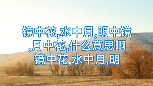 镜中花,水中月,明中镜,月中花,什么意思啊镜中花,水中月,明