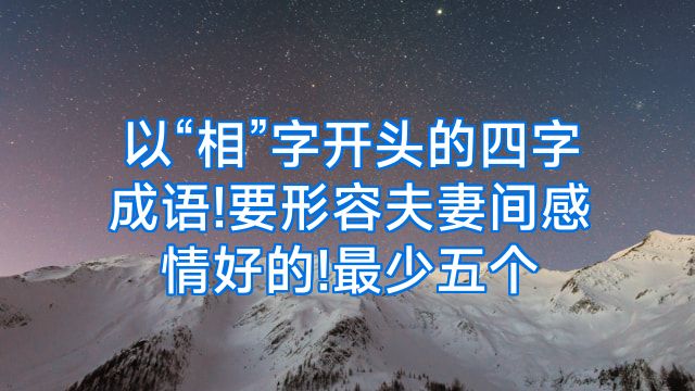 以“相”字开头的四字成语!要形容夫妻间感情好的!最少五个