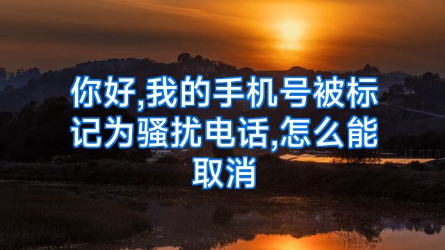 你好,我的手机号被标记为骚扰电话,怎么能取消