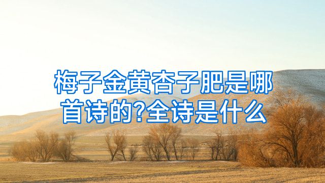 梅子金黄杏子肥是哪首诗的?全诗是什么