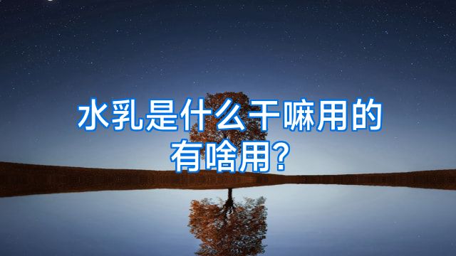 水乳是什么干嘛用的有啥用?