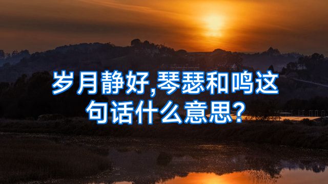 岁月静好,琴瑟和鸣这句话什么意思?