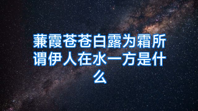 蒹霞苍苍白露为霜所谓伊人在水一方是什么