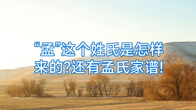 “孟”这个姓氏是怎样来的?还有孟氏家谱!