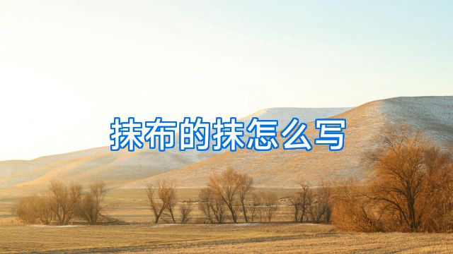 抹布的抹怎么写