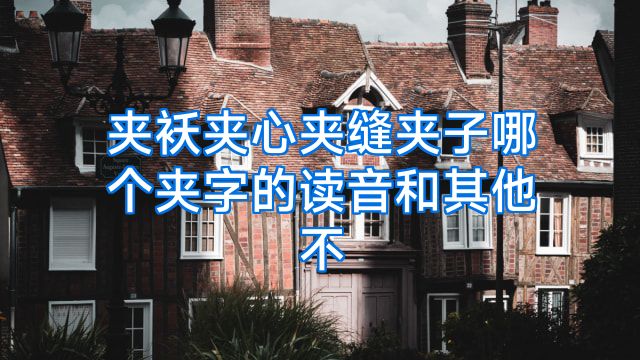 夹袄夹心夹缝夹子哪个夹字的读音和其他不