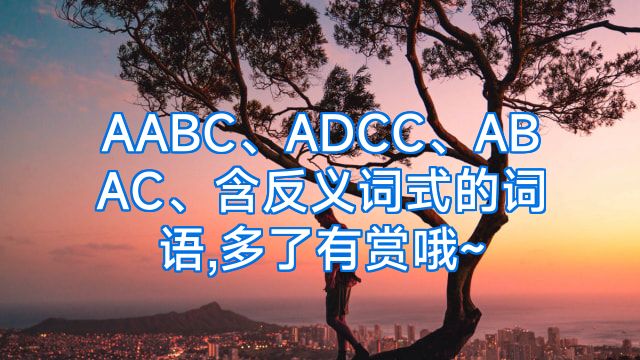 AABC、ADCC、ABAC、含反义词式的词语,多了有赏哦~