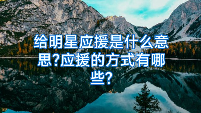 给明星应援是什么意思?应援的方式有哪些?