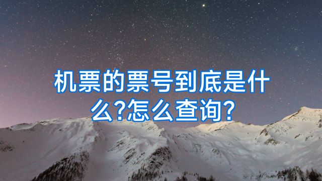 机票的票号到底是什么?怎么查询?