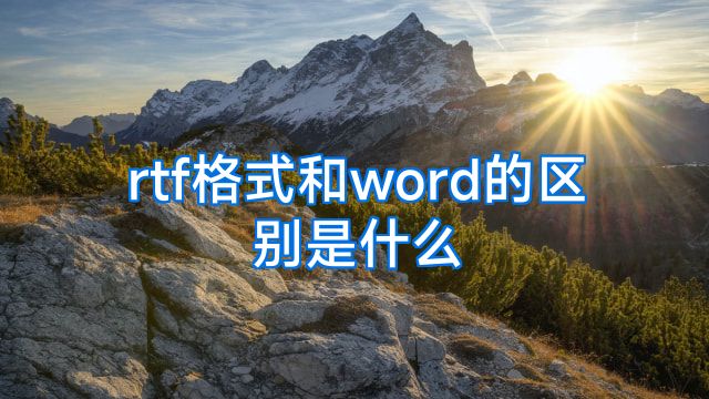 rtf格式和word的区别是什么
