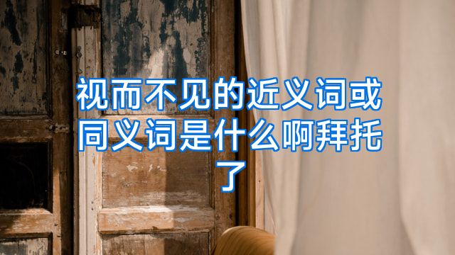 视而不见的近义词或同义词是什么啊拜托了