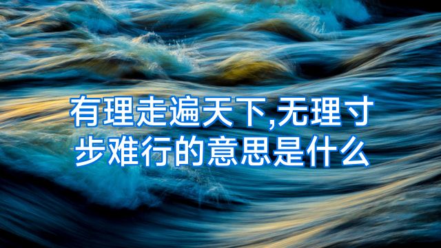 有理走遍天下,无理寸步难行的意思是什么