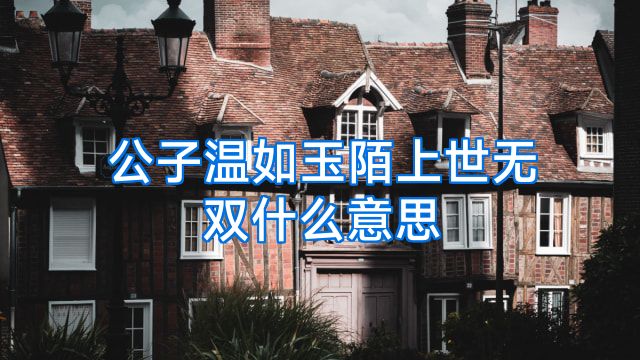 公子温如玉陌上世无双什么意思