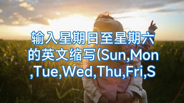 输入星期日至星期六的英文缩写(Sun,Mon,Tue,Wed,Thu,Fri,S