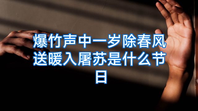 爆竹声中一岁除春风送暖入屠苏是什么节日