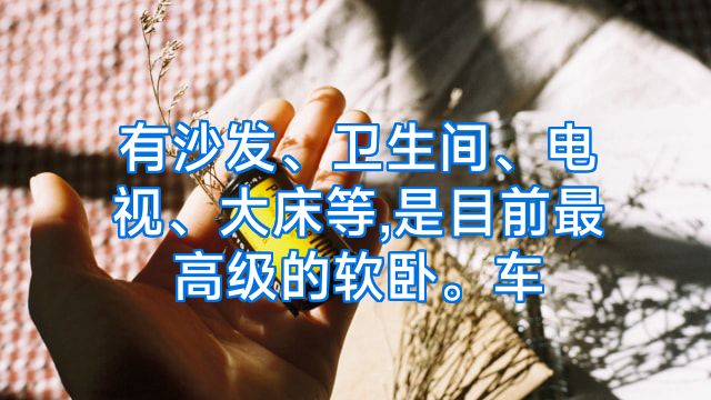 有沙发、卫生间、电视、大床等,是目前最高级的软卧。车