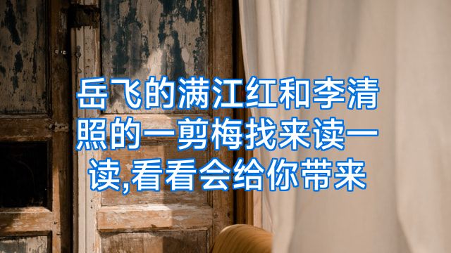 岳飞的满江红和李清照的一剪梅找来读一读,看看会给你带来