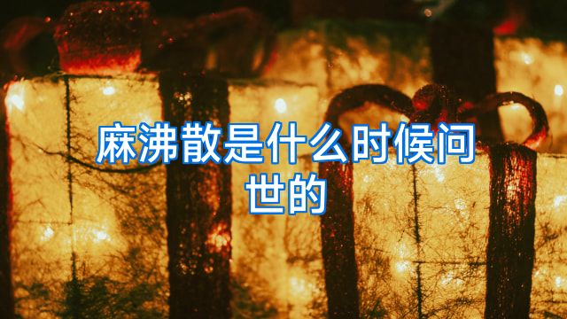 麻沸散是什么时候问世的