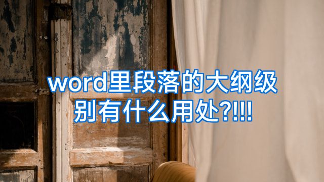word里段落的大纲级别有什么用处?!!!