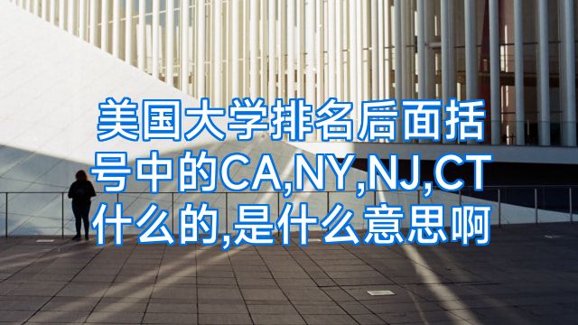 美国大学排名后面括号中的CA,NY,NJ,CT什么的,是什么意思啊