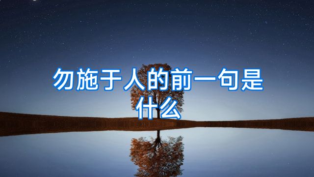 勿施于人的前一句是什么
