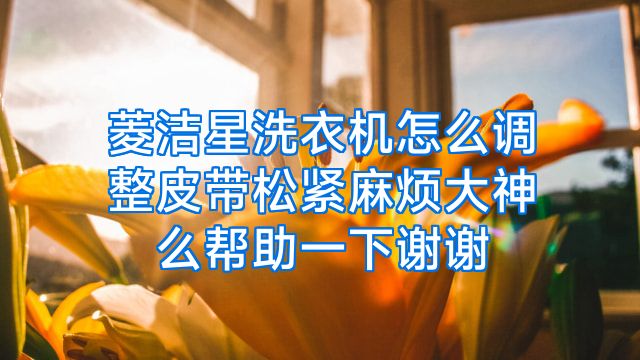 菱洁星洗衣机怎么调整皮带松紧麻烦大神么帮助一下谢谢