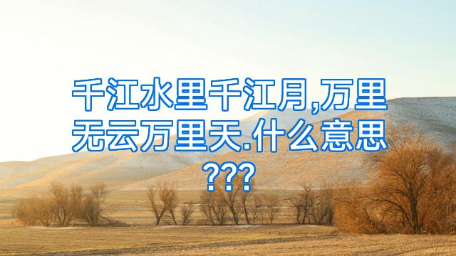 千江水里千江月,万里无云万里天.什么意思???