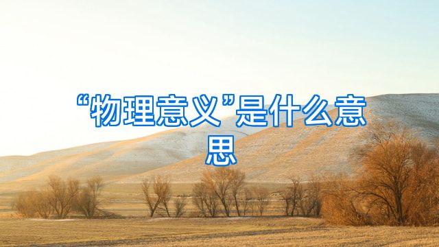 “物理意义”是什么意思