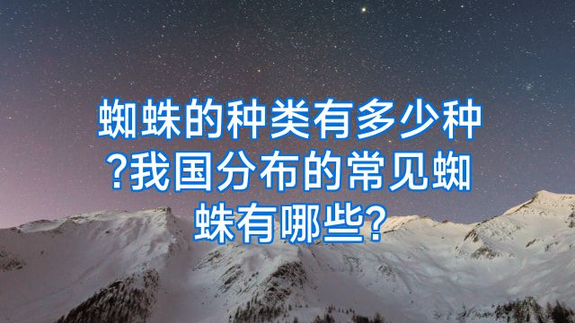 蜘蛛的种类有多少种?我国分布的常见蜘蛛有哪些?