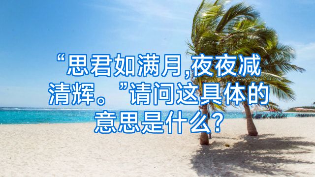 “思君如满月,夜夜减清辉。”请问这具体的意思是什么?