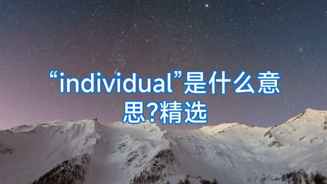 “individual”是什么意思?精选