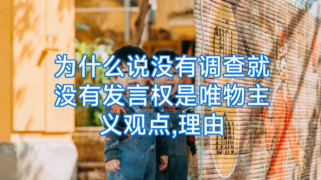 为什么说没有调查就没有发言权是唯物主义观点,理由