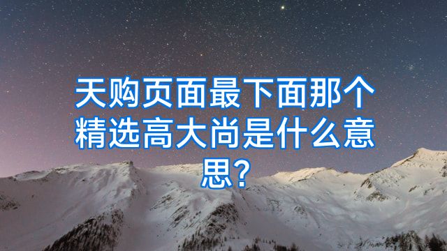 天购页面最下面那个精选高大尚是什么意思?