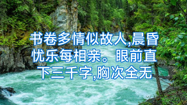 书卷多情似故人,晨昏忧乐每相亲。眼前直下三千字,胸次全无