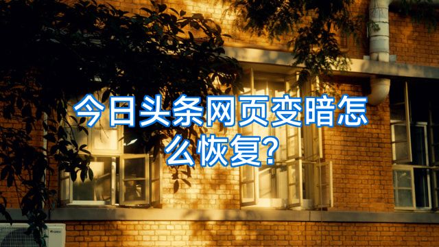 今日头条网页变暗怎么恢复?