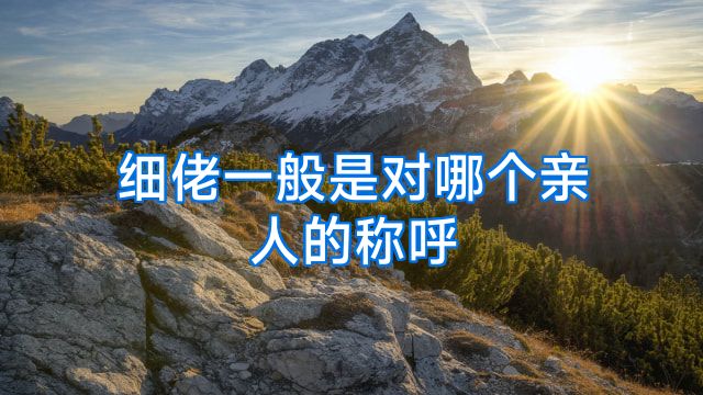 细佬一般是对哪个亲人的称呼