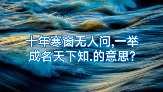 十年寒窗无人问,一举成名天下知.的意思?